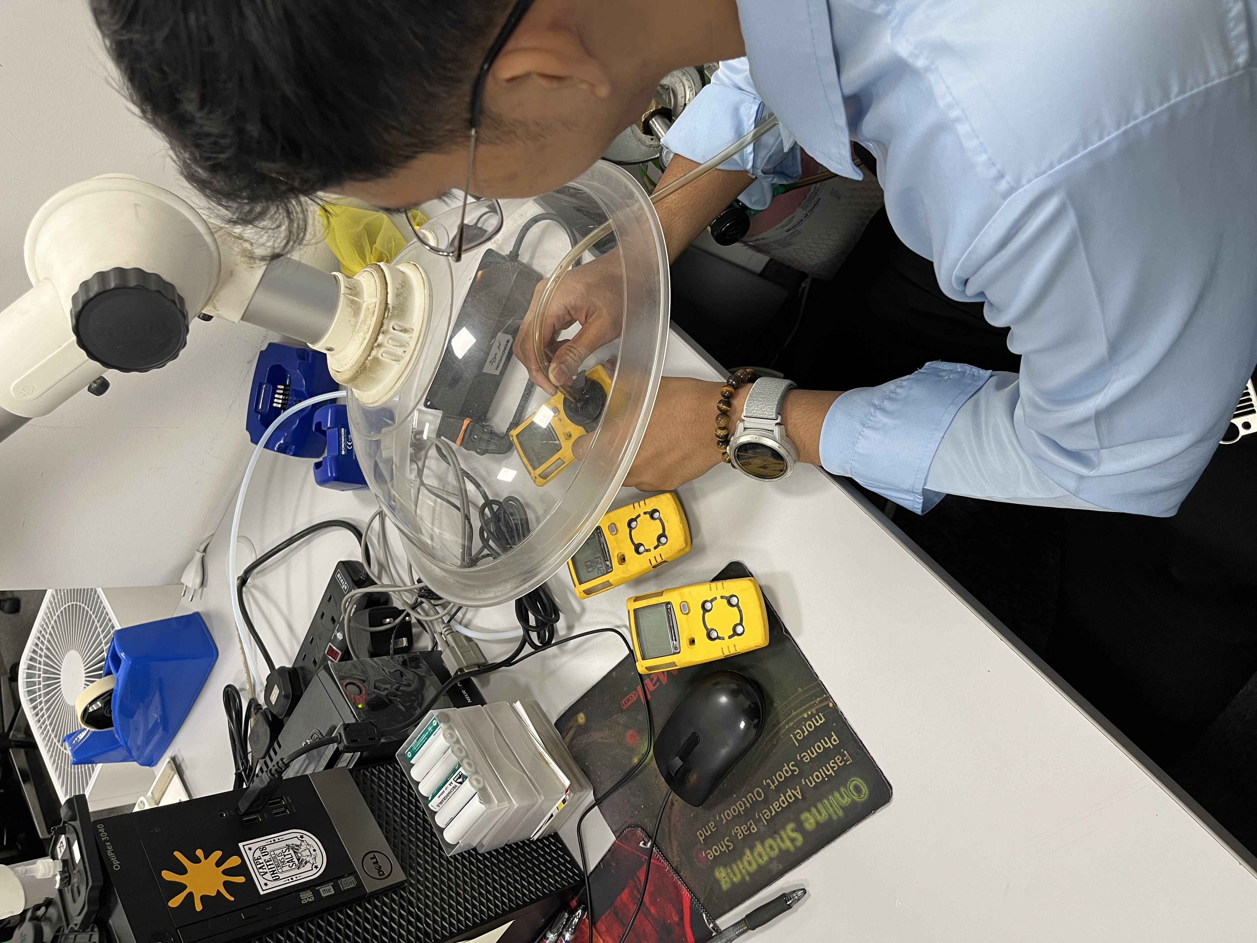 Aegis Feld technician calibrating portable gas detectors — ISO/IEC 17025 accredited calibration Malaysia